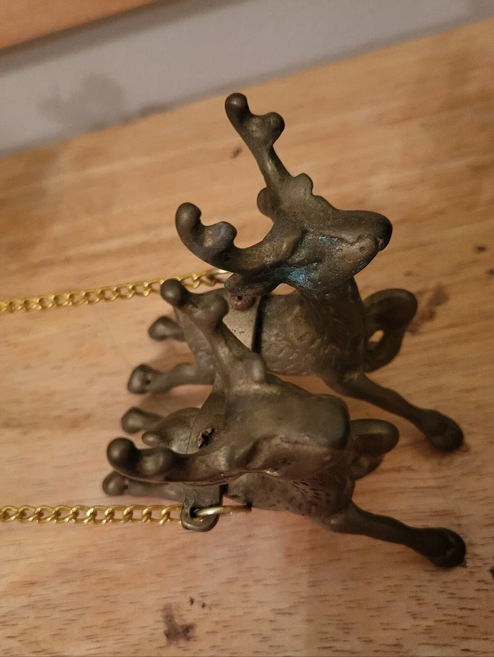 1960's Brass Reindeer & Sleigh Figurine 14”Long 3.25